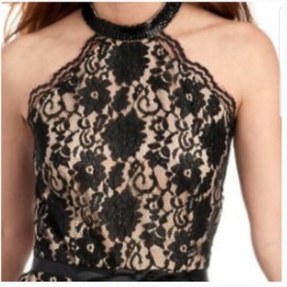 Lotus Threads New York Lace Halter Beaded Jumpsuit - Picture 2 of 6